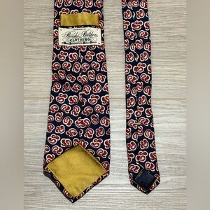 Vintage Brooks Brothers Red Blue Geometric Floral Print Silk Tie
